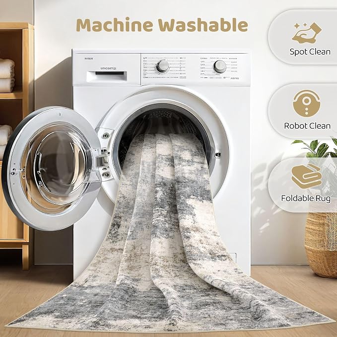 LOONGRUG Runner Rug 3x10 Washable Non-Slip Kitchen Neutral Modern Rug | - Image 2