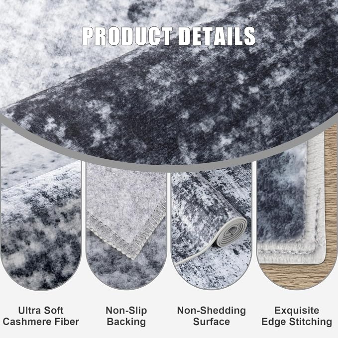 5x7 Area Rug Living Room Rug: Washable Modern Abstract Soft Thin Rug Indoor - Image 7