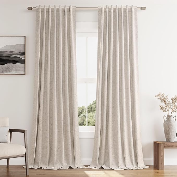 Oatmeal 100% Blackout Curtains 120 Inch Length 2 Panels Set by Guken