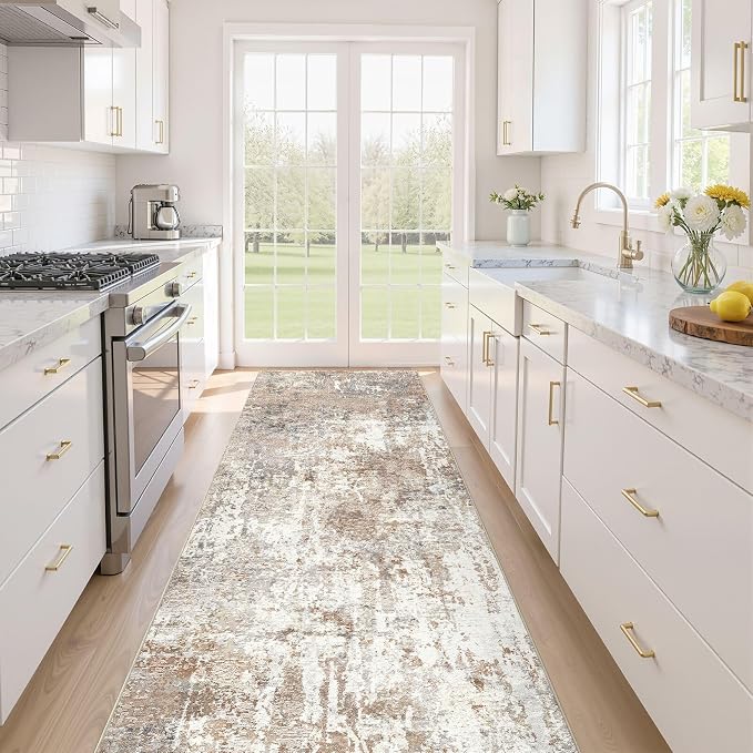 LOONGRUG Runner Rug 2x6 Washable Non-Slip Kitchen Neutral Modern Rug | Abstract by LOONGRUG