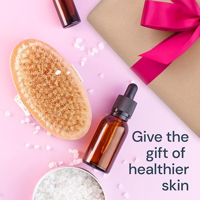 Dry Brushing Body Brush SCALA Natural Bristle Body Brush, Soft Body Exfoliating Brush Scrub for Dead Skin, Cellulite, Lymphatic Drainage, Blood Flow – Thicker & Stronger Medium Strength