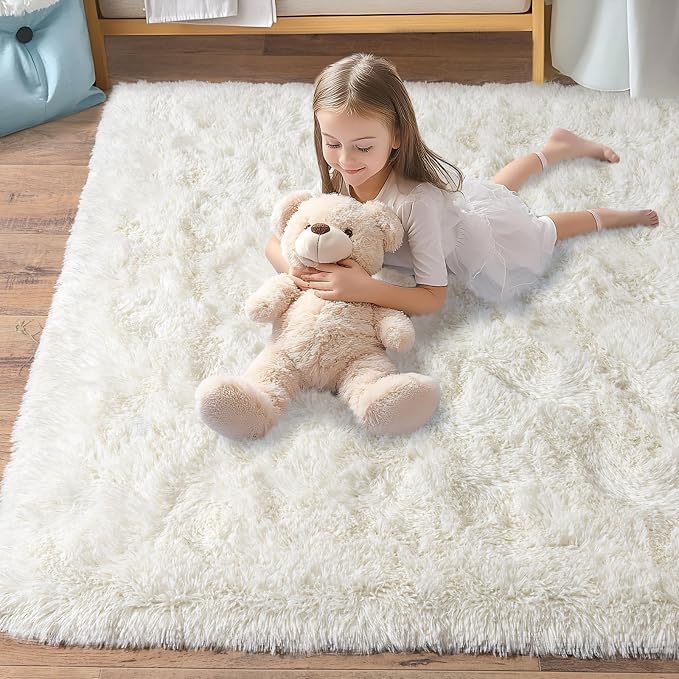 Pionblank Large Rug for Living Room 6x9, Modern Shag Area Rug, Cream White | - Image 7