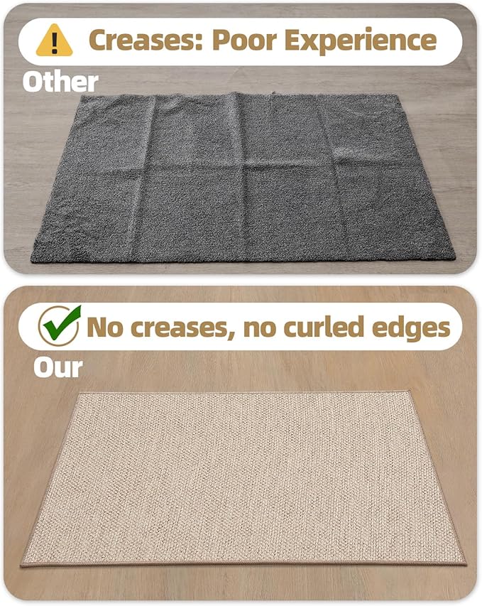 Color&Geometry Front Door Mat Indoor 22.6"x31.5", Ultra Non Slip Rubber Backed Dirt Trapper, Low Profile Thin Washable, Easy Clean Entryway Rug Door Mat Indoor Entrance, Khaki (Rolled-up NO Creases)