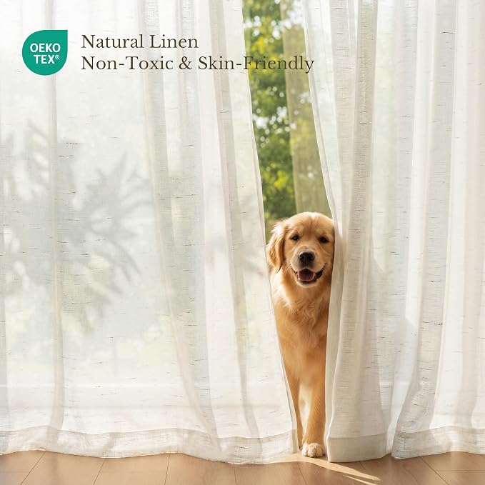 NICETOWN Linen Blend Semi Sheer 108 inch Curtains, Grommet Thick Flax Linen - Image 6