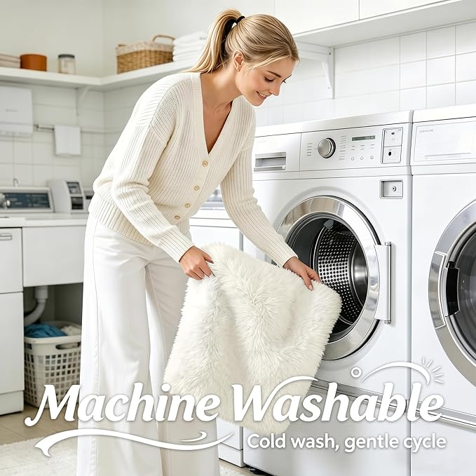 OLANLY 5x5 Area Rugs for Living Room Bedroom, Machine Washable Soft Fluffy - Image 2