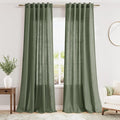 Olive Green Semi Sheer Curtains 108 Inches Long 2 Panels Back Tab Loop Pocket by Nanspring