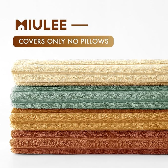 MIULEE Soft Corduroy Decorative Throw Pillow Covers Orange Teal 20x20 | Set of 4 - Image 3