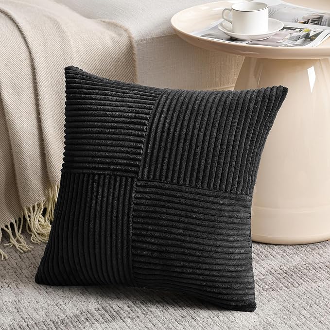 Fancy Homi 2 Packs Black Big Decorative Throw Pillow Covers 24x24 Inch - Image 2