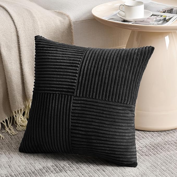 Fancy Homi 2 Packs Black Decorative Throw Pillow Covers 16x16 Inch - Image 2
