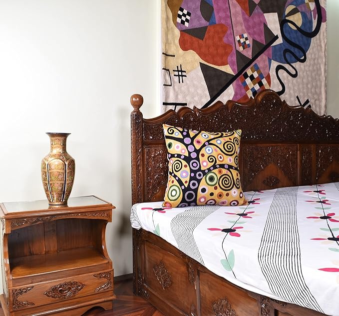 Klimt Yellow Tree of Life Pillow Cover Gold Floral Pillowcase Flower Botanical Gold Accent Suzani Sofa Cushions Kids Room Cushions Hand Embroidered Wool Size - 18x18