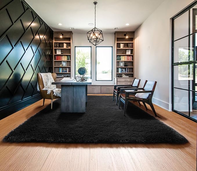 ONASAR Black Area Rugs 9x12 Living Room, Large Fluffy Shag Bedroom Rug - Image 9
