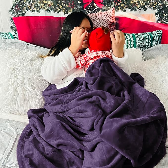 Bedsure GentleSoft Fleece Throw Blanket Purple - Image 6