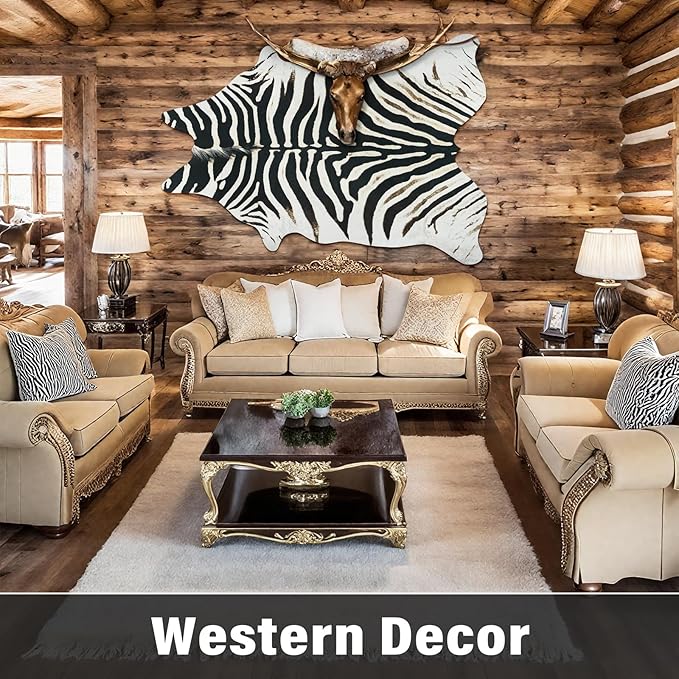 AROGAN Western Faux Fur Zebra Rug, 6.2x7 Feet Premium Animal Skin Print Rug - Image 7