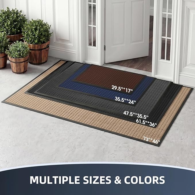 Front Door Mat Outside Entrance, Heavy Duty Waterproof Doormat | 35.5"x24" - Image 2