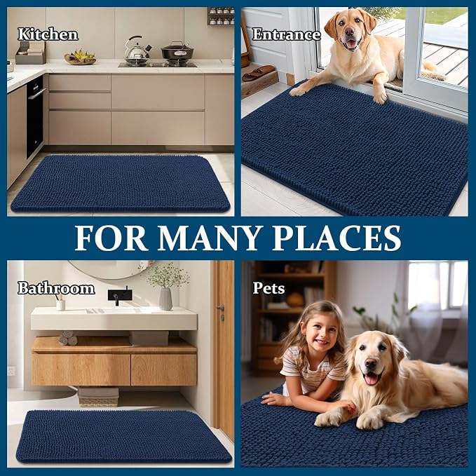 OLANLY Dog Door Mat for Muddy Paws 59x24, Super Absorbent Chenille Mud Mat | - Image 8