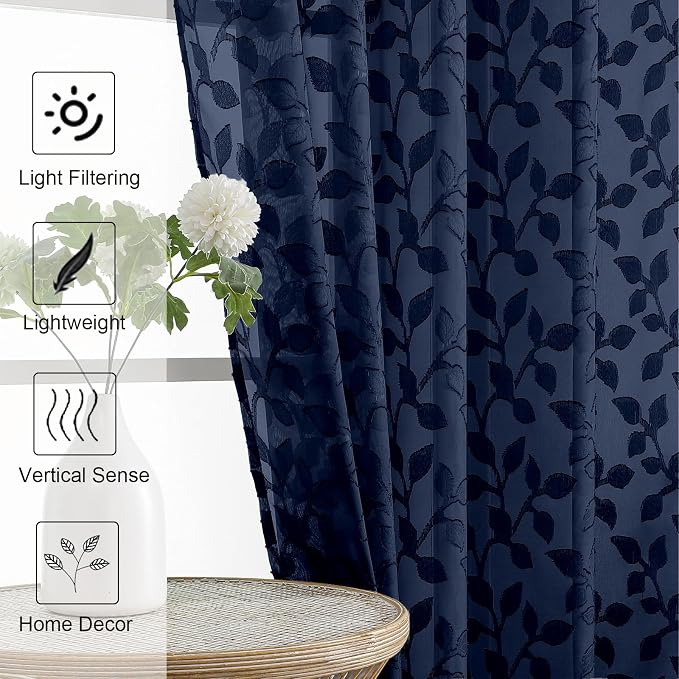 Chyhomenyc Navy Blue Sheer Valances - Image 3