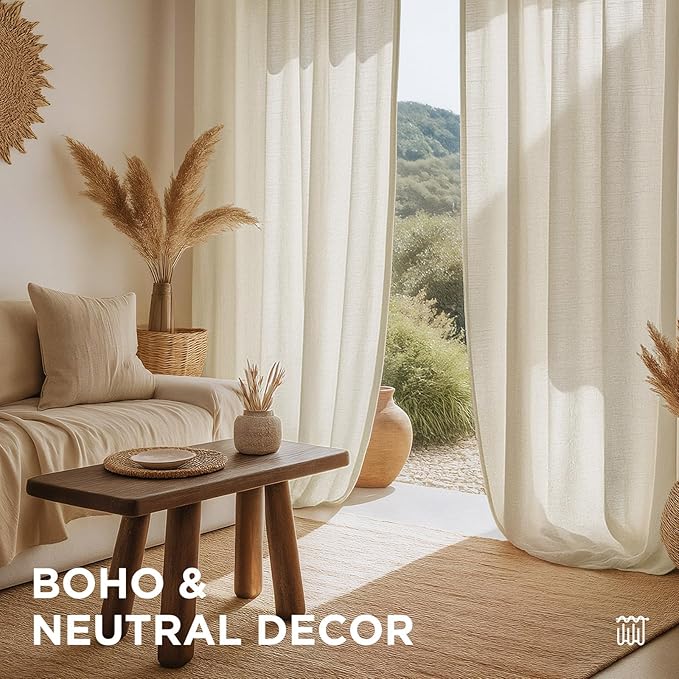 Joydeco Linen Curtains 120 inch Length 2 Panel Set, Light Filtering Curtain - Image 7