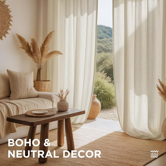 Joydeco Linen Curtains 84 Inch Length 2 Panels, Light Filtering Drapes 52 - Image 7