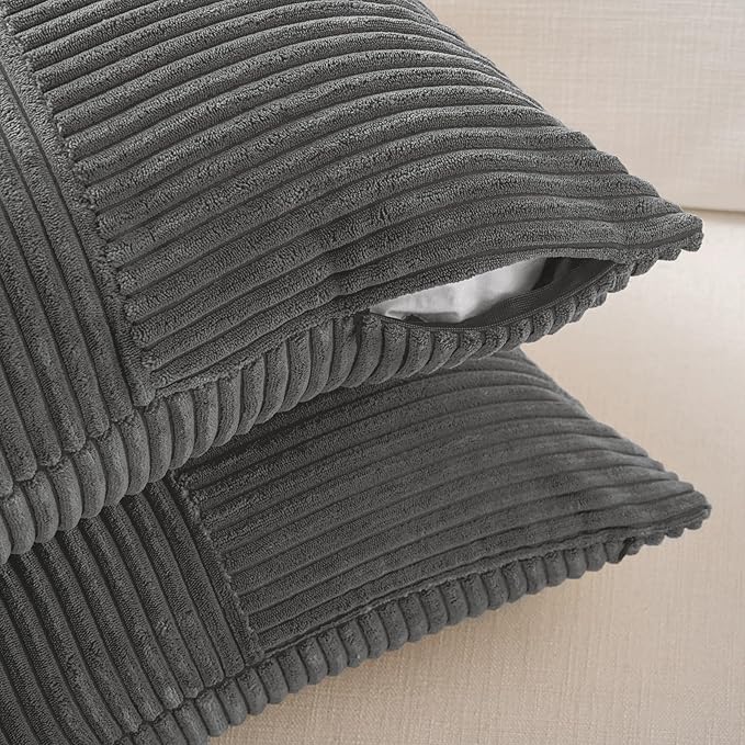 Fancy Homi 2 Packs Dark Gray Decorative Throw Pillow Covers 16x16 Inch - Image 4