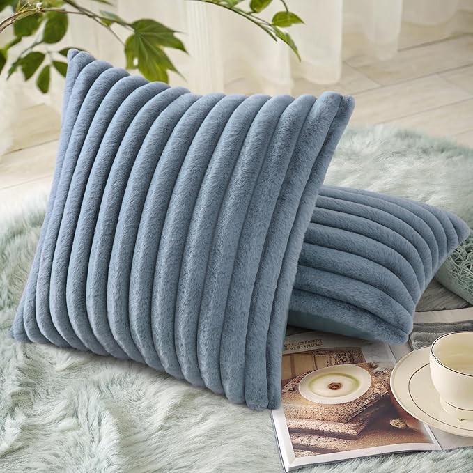 decorUhome Cozy Faux Fur Throw Pillow Covers 24x24 Set of 2 Decorative Soft - Image 5