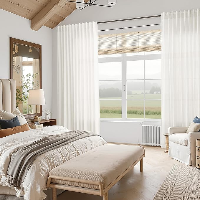 Nanspring Neutral Linen Curtains 84 Inch Length 2 Panels Set - Image 8