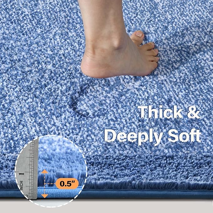 Bathroom Rugs 30x20 Non Slip Washable, Soft Absorbent Quick Dry Mats - Image 4