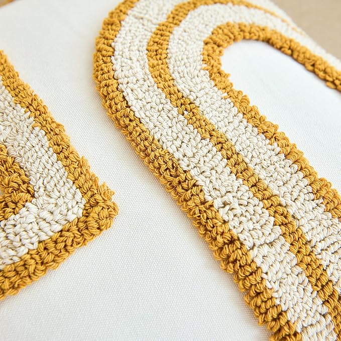 HOdo Home 2PCS Pillow Covers-Throw Pillow Cover,Tufted Boho Jacquard Pillow Covers,Farmhouse Decorative Pillow Cover,Pillow Cases for Couch,Sofa,Bed,Chair,Living Room,Home Decor（18x18inch ）