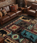 YIHOUSE Rustic Cabin Area Rug 6x9, Machine Washable Lodge Bear Rug, Non-Slip by YIHOUSE