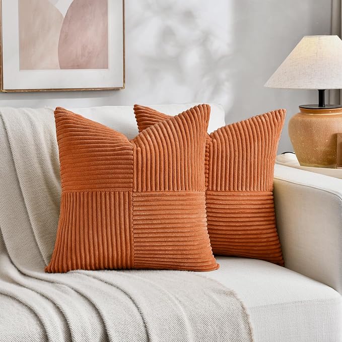 Fancy Homi 2 Packs Burnt Orange Decorative Throw Pillow Covers 20x20 Inch - Image 7