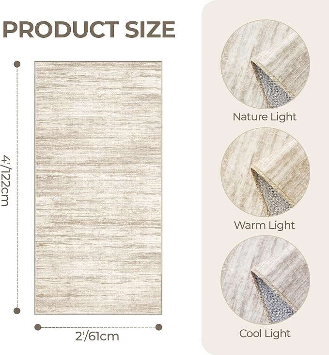 2x4 Rug Runners for Hallways Non Slip, Nursery Room, Soft Runner Rug, Stain - Image 2