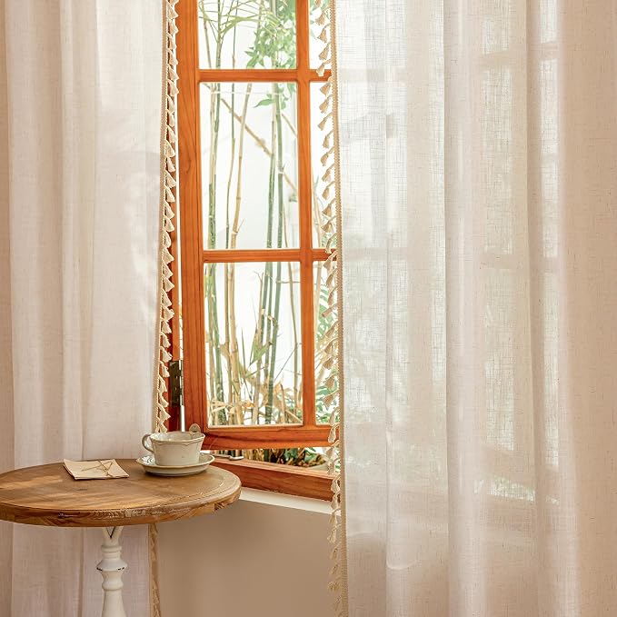 MYSKY HOME Natural Boho Sheer Curtains - Image 7
