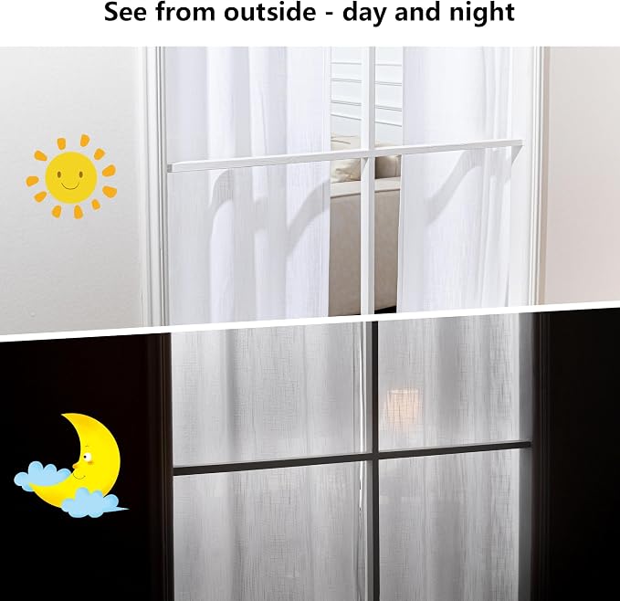 MYSKY HOME White Curtains 80 Inch Length 2 Panels Set, Semi Sheer Cotton Blend - Image 6