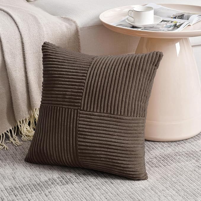 Fancy Homi 2 Packs Dark Brown Decorative Throw Pillow Covers 18x18 Inch - Image 2