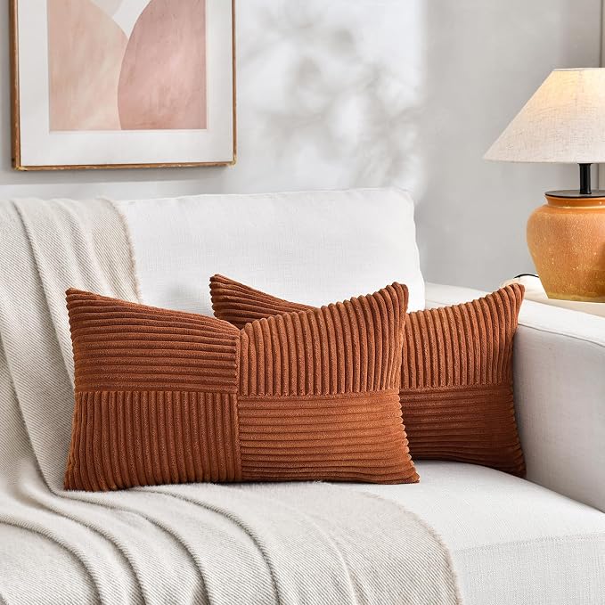 Fancy Homi 2 Packs Rust Long Lumbar Decorative Throw Pillow Covers 16x24 Inch - Image 7