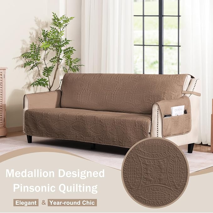 Toffee Loveseat Covers for 2 Cushion Couch, Water-Repellent Covers for Love - Image 8