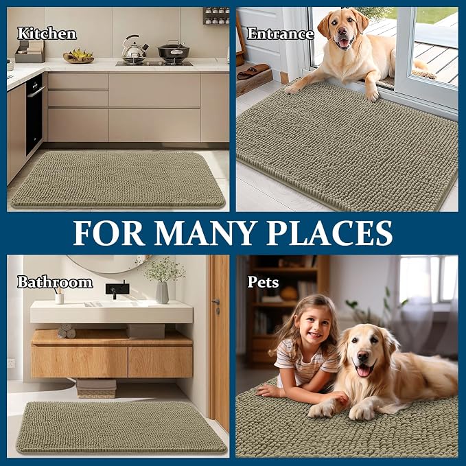 OLANLY Dog Door Mat for Muddy Paws 47x17, Super Absorbent Chenille Mud Mat | - Image 8