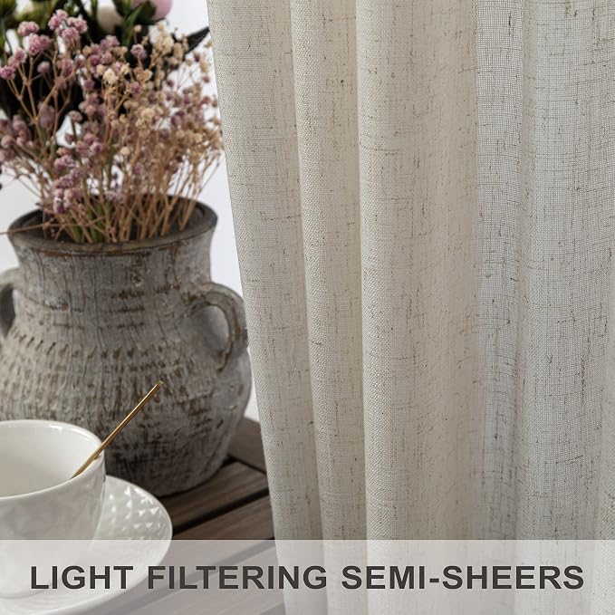 Pitalk Linen Sheer Drape 104 Inch Curtains - Image 4