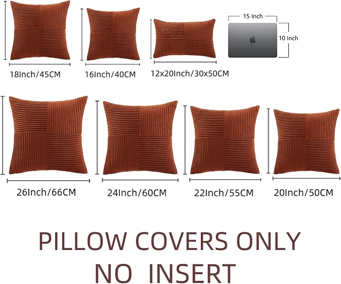 Fancy Homi 2 Packs Rust Euro Decorative Throw Pillow Covers 26x26 Inch - Image 8