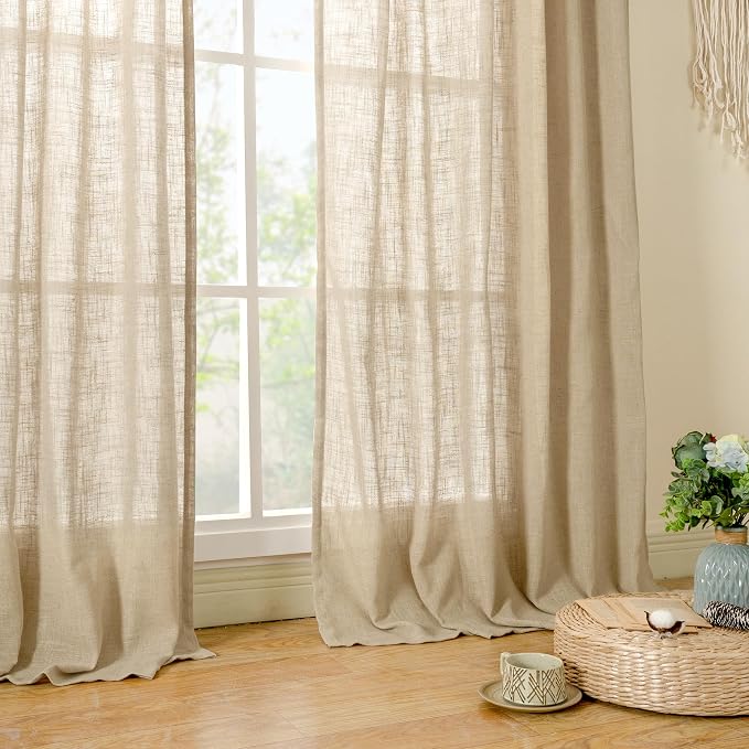 LAMIT Semi Sheer Linen Curtains 36 Inch Length - Image 9