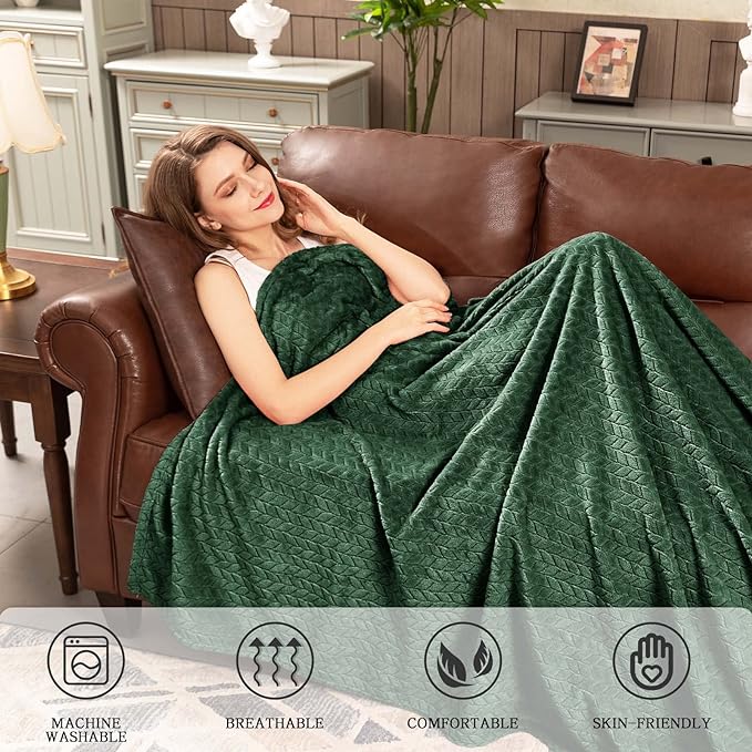 inhand Fleece Twin Blanket for Bed Green Throw Blanket for Couch Super Soft - Image 6