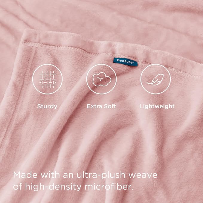Bedsure GentleSoft Pink Fleece Blankets King Size - Image 4
