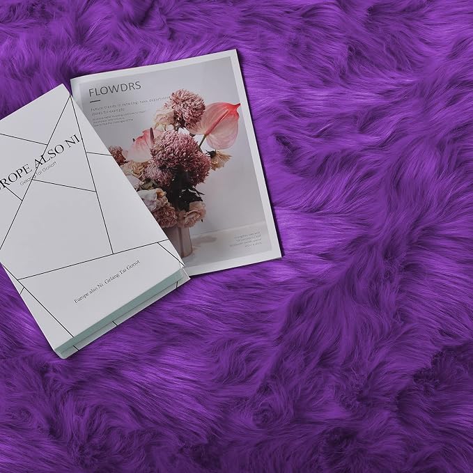 Goolela Purple Area Rug 8x10 Fluffy Fuzzy Furry Carpet - Image 9