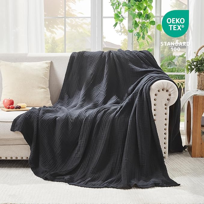 EMME Muslin Blankets for Adults Throw Blanket for Couch Breathable Gauze Soft - Image 5