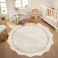GarveeHome Scalloped Round Washable Rug Soft Modern Round Rugs 5 ft by GarveeHome
