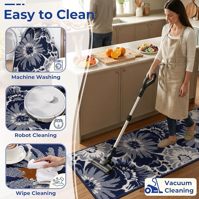 Findosom Washable Area Rug 3x5, Non Slip High-Low Textured Floral Rugs - Image 5
