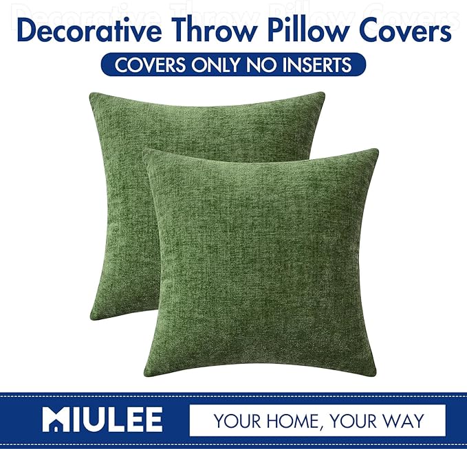 MIULEE Pack of 2 Couch Throw Pillow Covers 18x18Inch Soft Moss Green Spring - Image 6