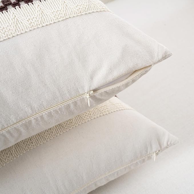 Fancy Homi Set of 1 Boho Brown Decorative Throw Pillow Cover 16x16 Inch - Image 3
