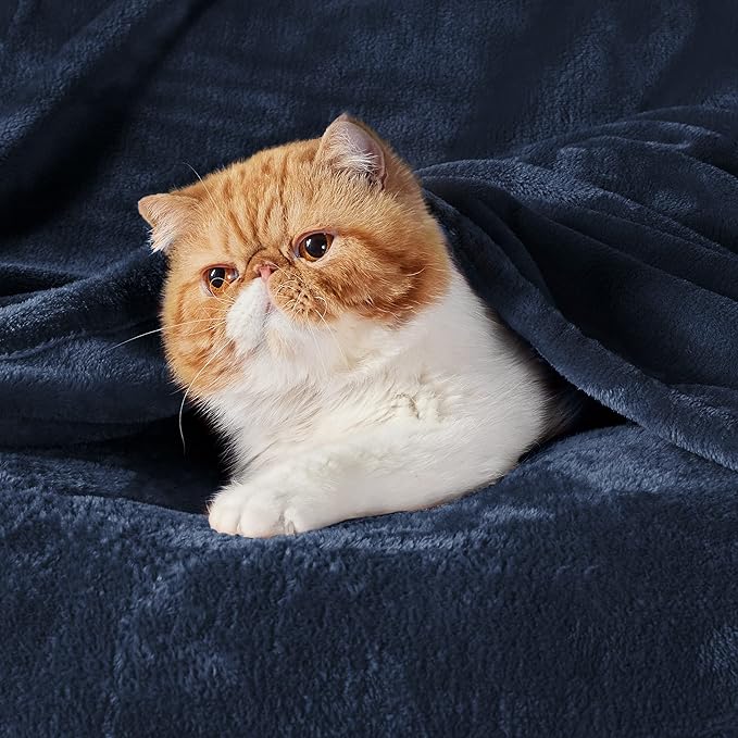 Bedsure GentleSoft Fleece Throw XL Blanket Navy - Image 2