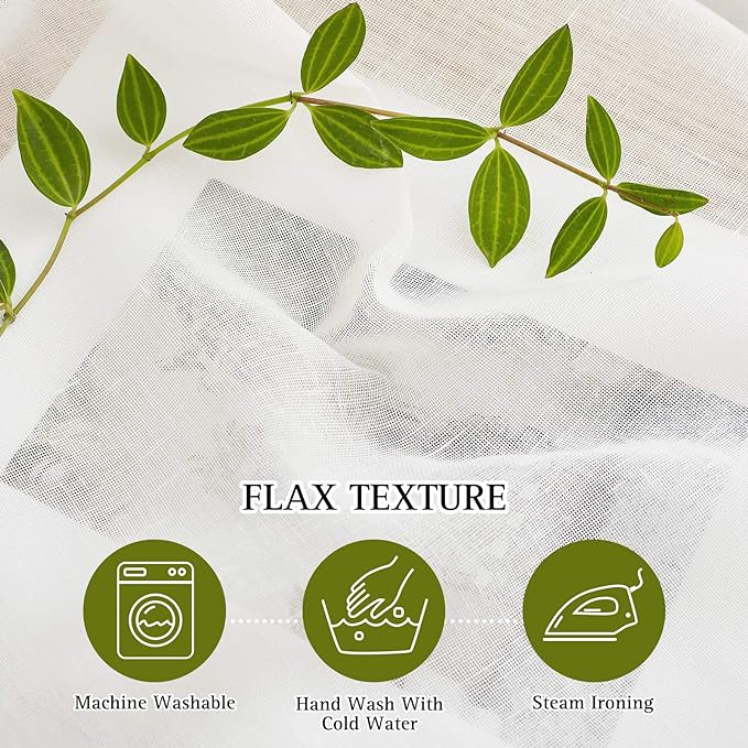 NICETOWN Linen Sheer Curtains Flax Textured, Grommet Top Casual 63" Long Thick - Image 4