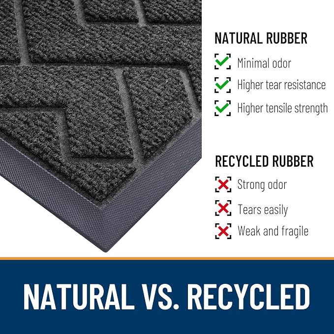 OLANLY Front Door Mat Outside 71x47, All-Season Absorbent Rubber Doormat | Black - Image 5